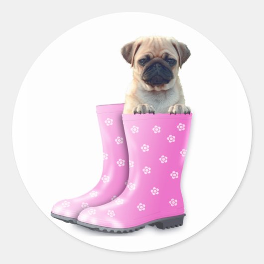 Pug Ronde Sticker (Voorkant)