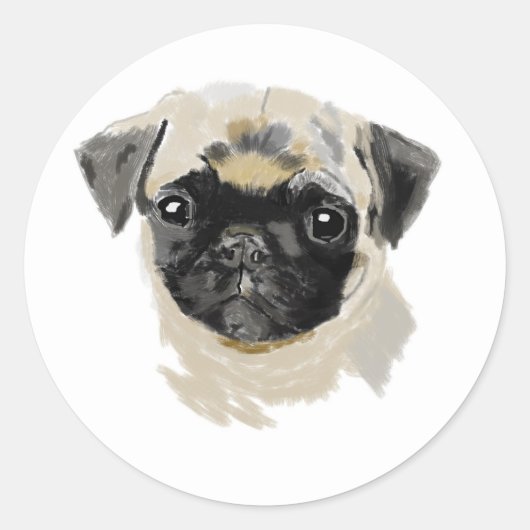 Pug Ronde Sticker (Voorkant)