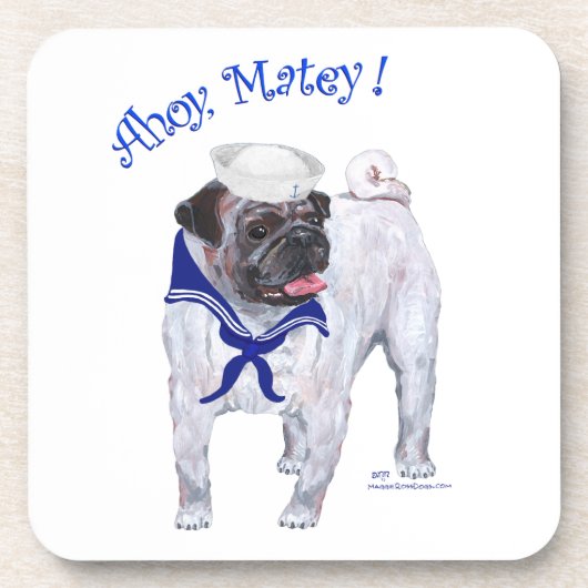 Pug Sailor Onderzetter (Voorkant)