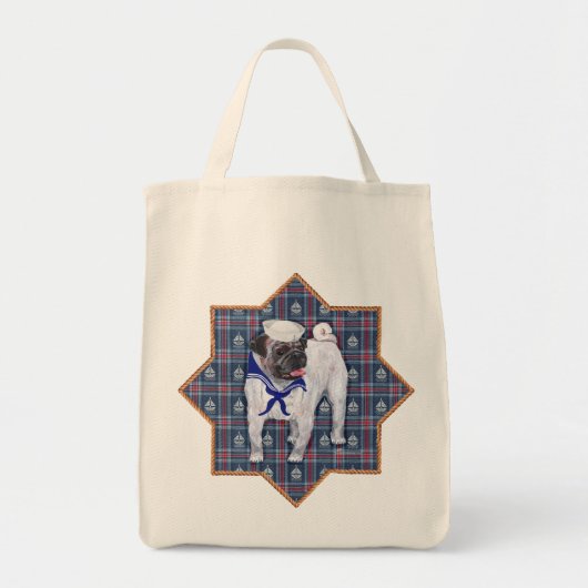Pug Sailor Tote Bag (Voorkant)