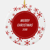 Pug Santa Hat Red Snowflake Kerstmis Keramisch Ornament (Achterkant)