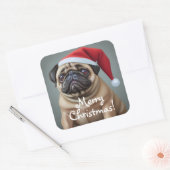 Pug Santa Hat Vierkante Sticker (Envelop)