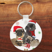 Pug Santa Paws Sleutelhanger (Voorkant)