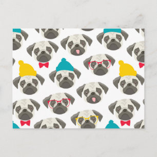 Pug - schattige hond met Kerstmis Briefkaart