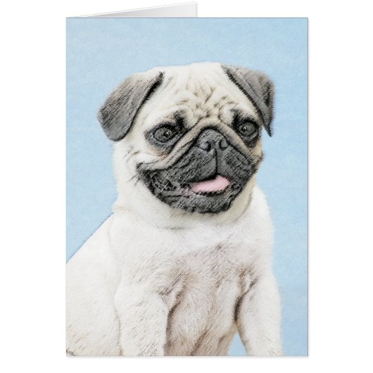 Pug schilderen - Kute Original Dog Art (Voorkant)