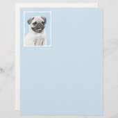 Pug schilderen - Kute Original Dog Art (Voorkant / Achterkant)