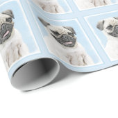 Pug schilderen - Kute Original Dog Art Cadeaupapier (Rol Hoek)
