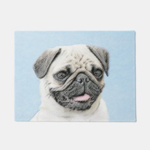 Pug schilderen - Kute Original Dog Art Deurmat