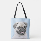 Pug schilderen - Kute Original Dog Art Draagtas (Achterkant)