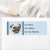 Pug schilderen - Kute Original Dog Art Etiket (Insitu)