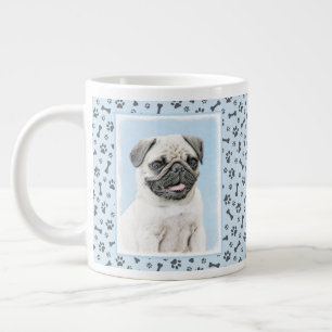 Pug schilderen - Kute Original Dog Art Extra Grote Beker
