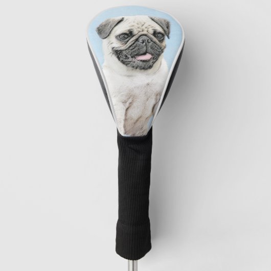 Pug schilderen - Kute Original Dog Art Golfheadcover (Voorkant)