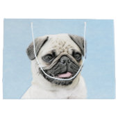 Pug schilderen - Kute Original Dog Art Groot Cadeauzakje (Achterkant)
