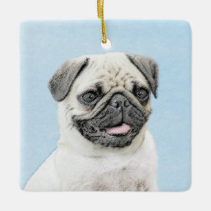 Pug schilderen - Kute Original Dog Art Keramisch Ornament