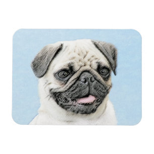Pug schilderen - Kute Original Dog Art Magneet