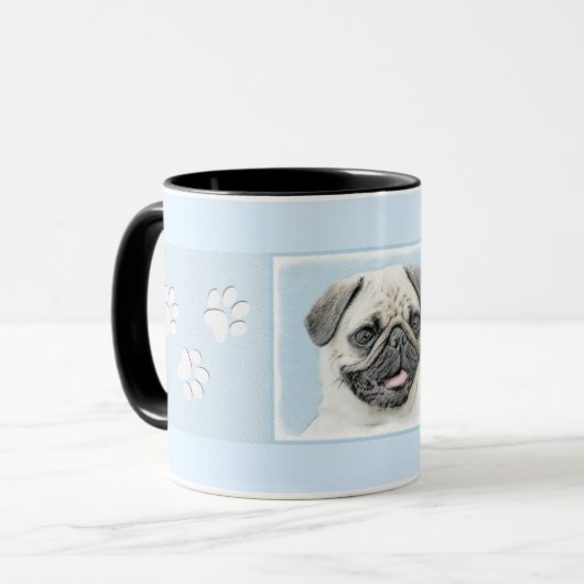 Pug schilderen - Kute Original Dog Art Mok (Voorkant links)