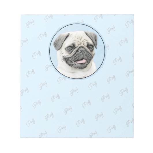 Pug schilderen - Kute Original Dog Art Notitieblok (Voorkant)