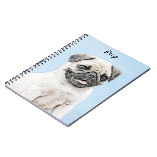 Pug schilderen - Kute Original Dog Art Notitieboek (Linkerzijde)