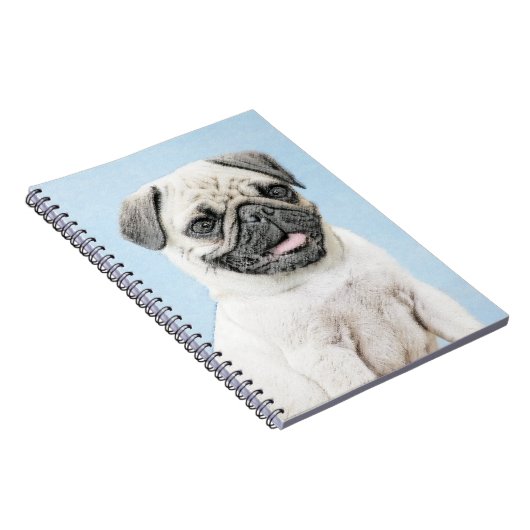 Pug schilderen - Kute Original Dog Art Notitieboek (Rechterzijde)
