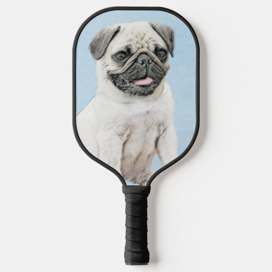 Pug schilderen - Kute Original Dog Art Pickleball Paddle (Voorkant)