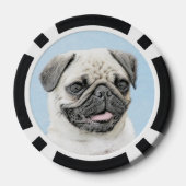 Pug schilderen - Kute Original Dog Art Poker Chips (Achterkant)