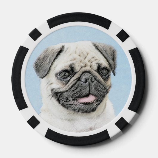 Pug schilderen - Kute Original Dog Art Poker Chips (Achterkant)