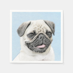 Pug schilderen - Kute Original Dog Art Servetten