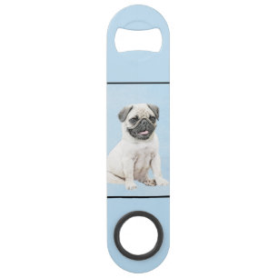 Pug schilderen - Kute Original Dog Art Speed Flessenopener