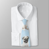 Pug schilderen - Kute Original Dog Art Stropdas (Gebonden)