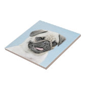 Pug schilderen - Kute Original Dog Art Tegeltje (Zijkant)