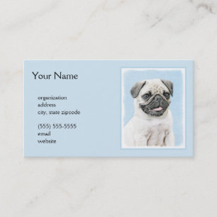 Pug schilderen - Kute Original Dog Art Visitekaartje