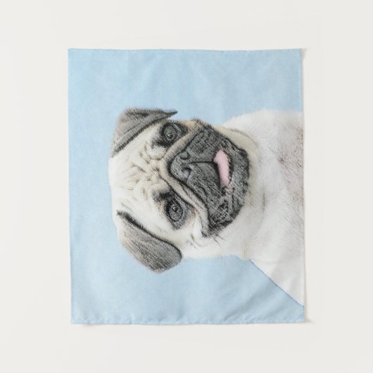 Pug schilderen - Kute Original Dog Art Wandkleed (Voorkant)