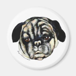 Pug schilderen op canvas Magnet Magneet