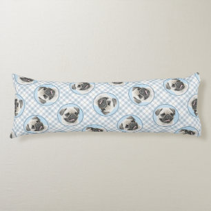 Pug Schilderij Fawn Zilver Schattige Originele Pet Lichaamskussen