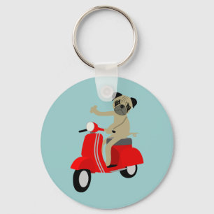 Pug scooter sleutelhanger