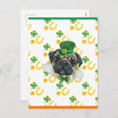 Pug Shamrock St. Patricks Day Feestdagenkaart (Voorkant / Achterkant)