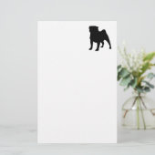 pug silhouet briefpapier (Staand voorkant)