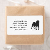 Pug silhouet - Kies achtergrondkleur Etiket (Insitu)
