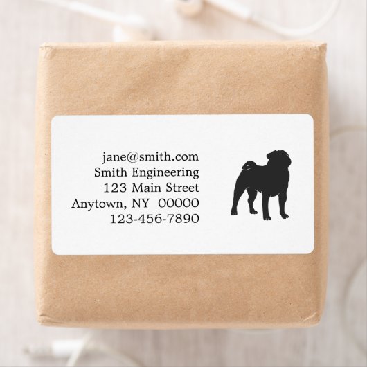 Pug silhouet - Kies achtergrondkleur Etiket (Insitu)