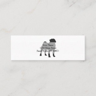 Pug silhouet - Kies achtergrondkleur Mini Visitekaartje