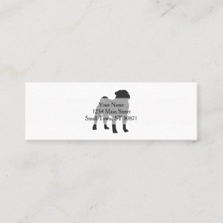 Pug silhouet - Kies achtergrondkleur Mini Visitekaartje