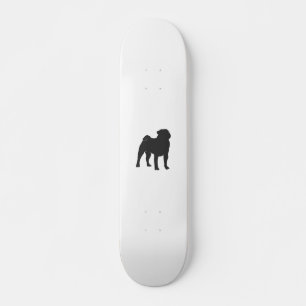 Pug silhouet - Kies achtergrondkleur Skateboard