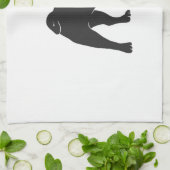 Pug silhouet - Kies achtergrondkleur Theedoek (Gevouwen)