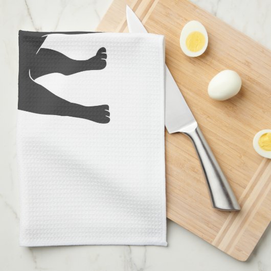 Pug silhouet - Kies achtergrondkleur Theedoek (Quarter Fold)