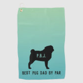 Pug Silhouet met aangepaste tekst Golfhanddoek (Voorkant)