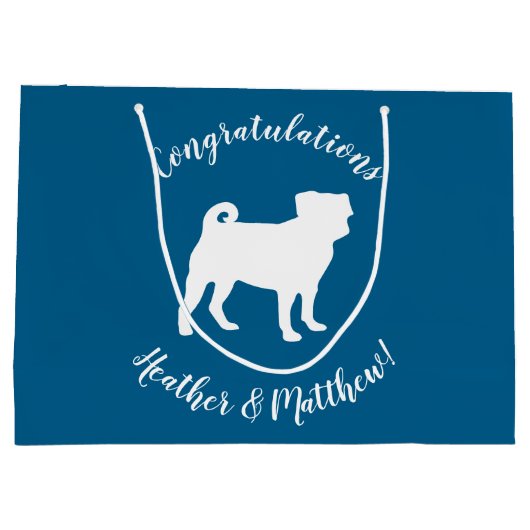 Pug Silhouette Baby shower Groot Cadeauzakje (Achterkant)