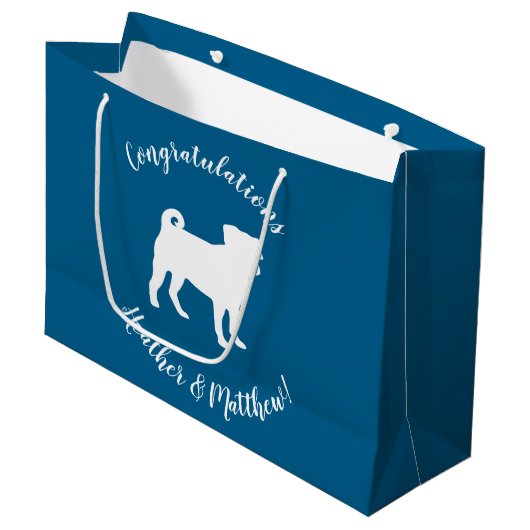 Pug Silhouette Baby shower Groot Cadeauzakje (Voorkant Gekanteld)