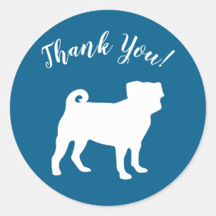 Pug Silhouette Baby shower Ronde Sticker