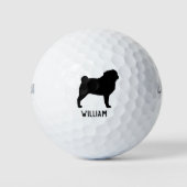 Pug Silhouette Golfballen (Voorkant)