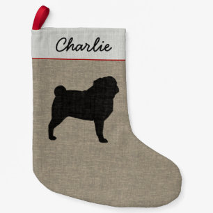 Pug Silhouette Persoonlijke feestdagen met de ute Kleine Kerstsok